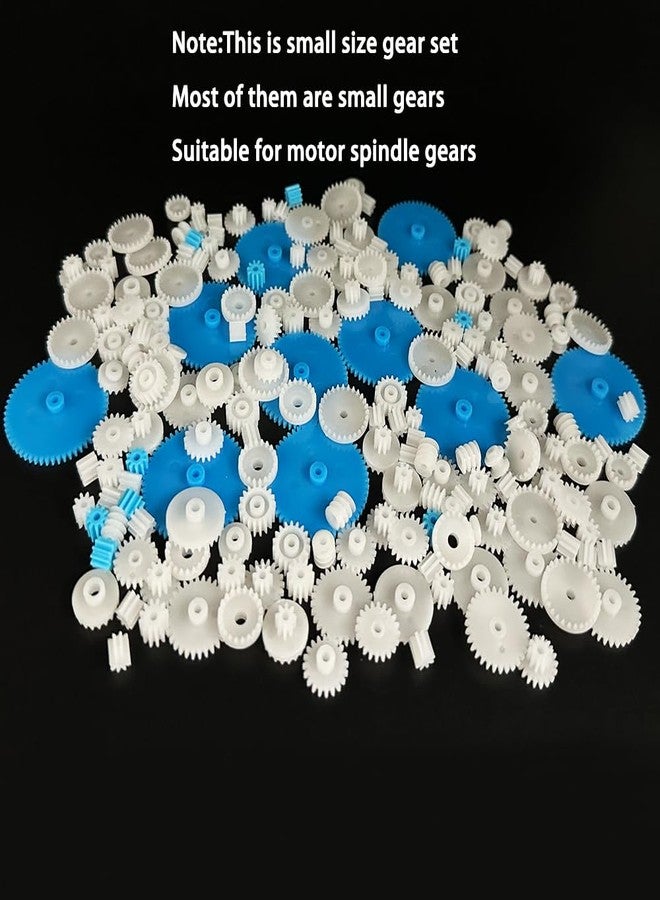 URIMPAVIDO 200PCS Module 0.5 Plastic Gear Single Gear Spindle Gear Small Motor Gears for DC Motor RC Car Robot DIY Model Toy Parts (White,Blue) - Image 2